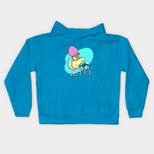 Funny Retro Typewriter Budgie Kids Hoodie